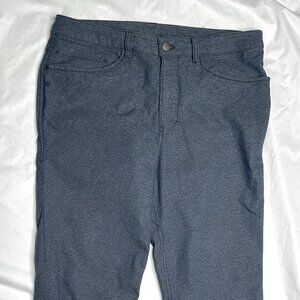 Lululemon ABC Pants Mens 32 Blue Tech Canvas Skinny Performance 5 Pocket LM5983S